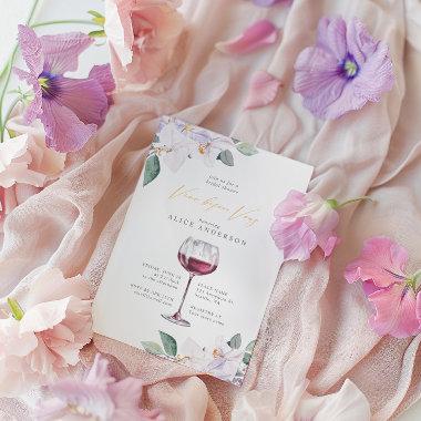 Elegant Purple Vino Before Vows Bridal Shower Invitations