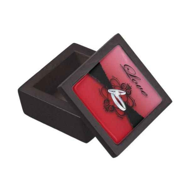 Elegant Red and Black Premium Wedding Ring Box