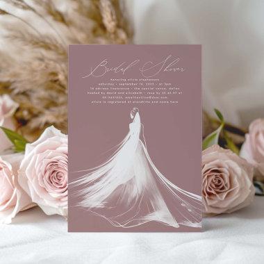 Elegant Romantic Dusty Rose Bridal Shower Invitations