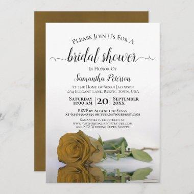 Elegant Romantic Golden Rose Bridal Shower Invitations
