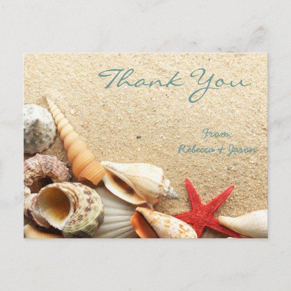 elegant romantic seashells beach wedding thank you postInvitations