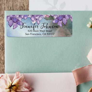 Elegant Romantic Watercolor Purple Hydrangea Frame Label
