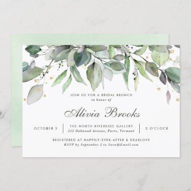 Elegant Rustic Greenery Bridal Brunch Invitations