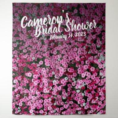 Elegant Script Pink Floral Bridal Shower Backdrop