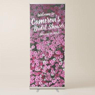Elegant Script Pink Floral Bridal Shower Backdrop Retractable Banner