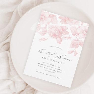 Elegant Script Pink Floral Bridal Shower Magnetic Invitations