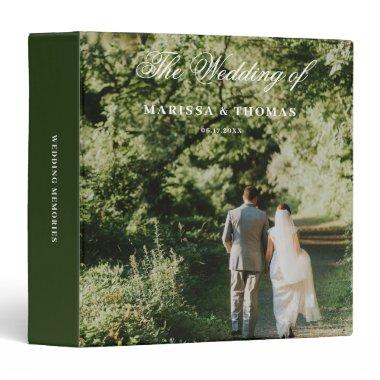 Elegant Script Wedding Photo Album Keepsake Green 3 Ring Binder