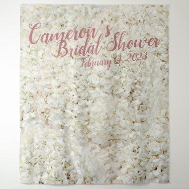 Elegant Script White Floral Bridal Shower Backdrop