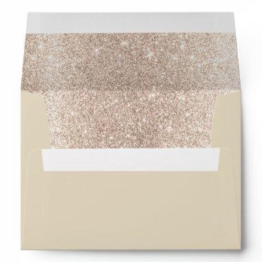 Elegant Shimmer Ivory Gold Glitter Envelope