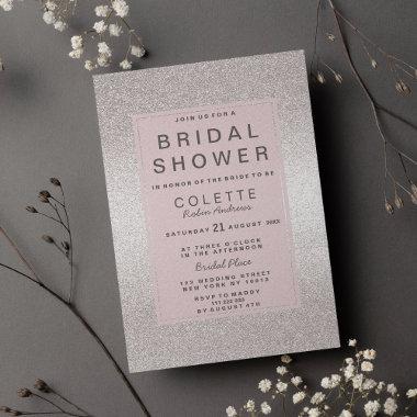 Elegant Simple Chic Silver Glitter Bridal Shower Invitations
