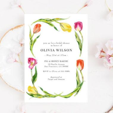 Elegant Spring Flower Tulip Bridal Shower Invitations