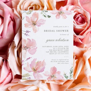 Elegant Spring Watercolor Floral Bridal Shower Invitation PostInvitations