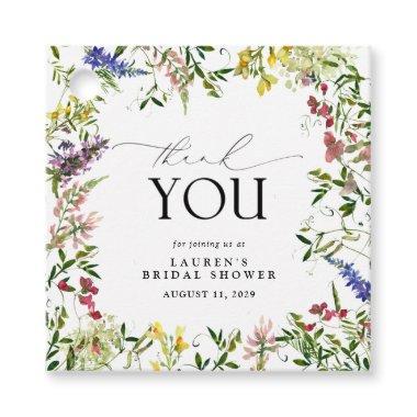 Elegant Summer Wildflower Watercolor Bridal Shower Favor Tags