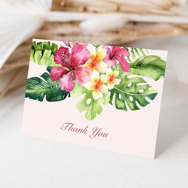 Elegant Tropical Floral Pink Thank You Invitations