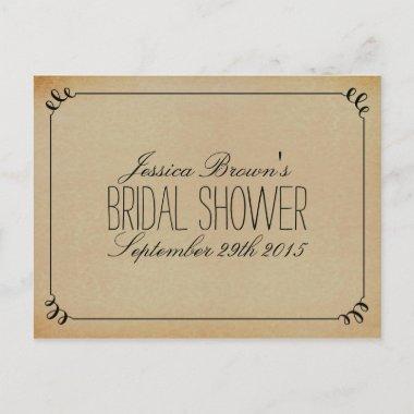 Elegant Vintage Bridal Shower Recipe Invitations