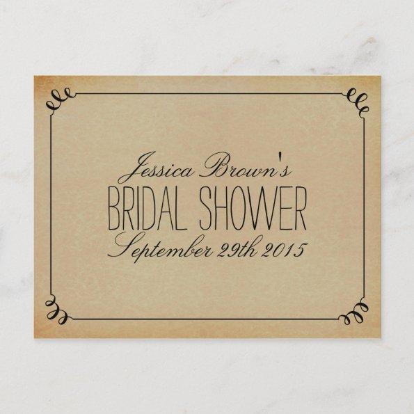 Elegant Vintage Bridal Shower Recipe Invitations