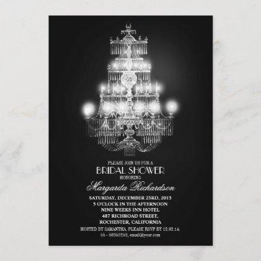 elegant vintage chandelier bridal shower invites