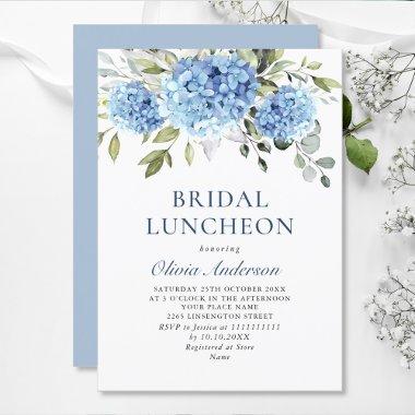 Elegant Watercolor Blue Hydrangea BRIDAL LUNCHEON Invitations