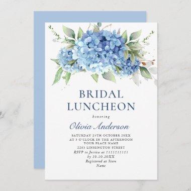 Elegant Watercolor Blue Hydrangea BRIDAL LUNCHEON Invitations