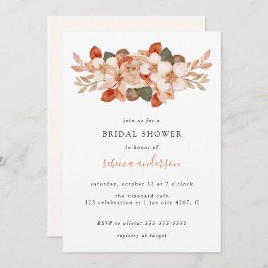 Elegant Watercolor Fall Foliage Bridal Shower Invitations