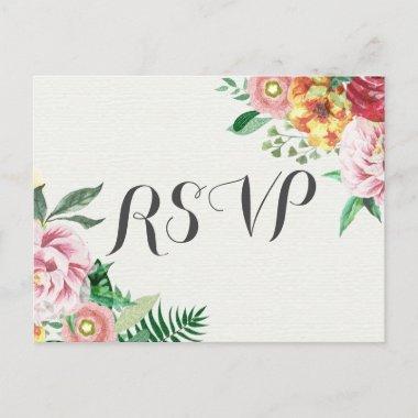 Elegant Watercolor Floral Baby Wedding Shower RSVP Invitation PostInvitations