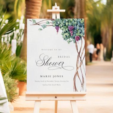 Elegant Watercolor Grapevine Bridal Shower Welcome Foam Board