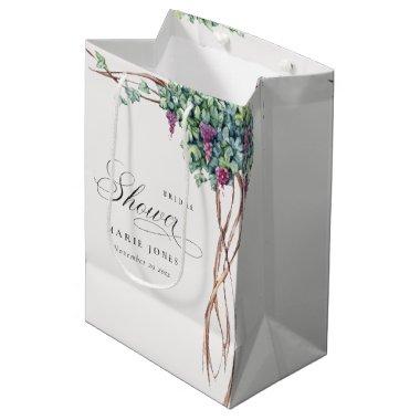 Elegant Watercolor Grapevine Foliage Bridal Shower Medium Gift Bag