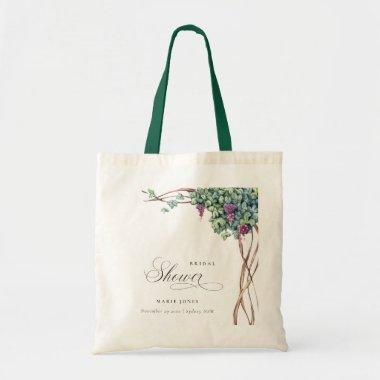 Elegant Watercolor Grapevine Foliage Bridal Shower Tote Bag