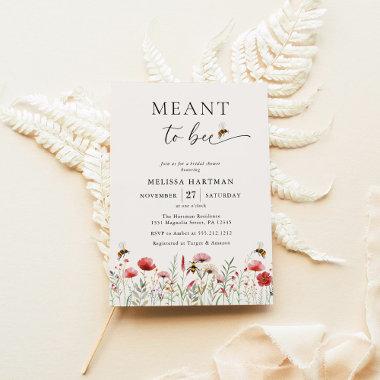 Elegant Watercolor Meant To Bee Bridal Shower Invitations