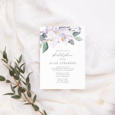 Elegant Watercolor Orchids Greenery Bridal Shower Invitations