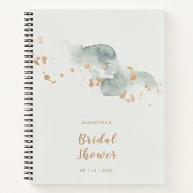 Elegant Watercolor Sage Gold Bridal Shower Notebook