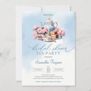 Elegant watercolor soft pink roses tea party Invitations