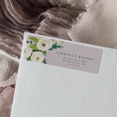 Elegant White Floral | Blush Mauve Return Address Label