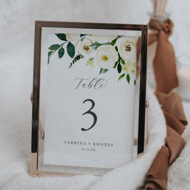 Elegant White Floral Table Number