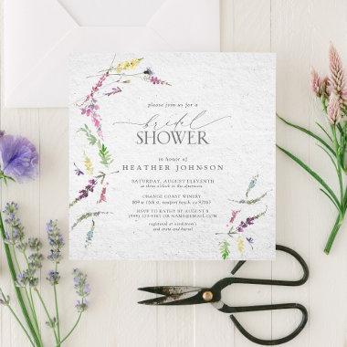 Elegant Wildflower Watercolor Floral Bridal Shower Invitations