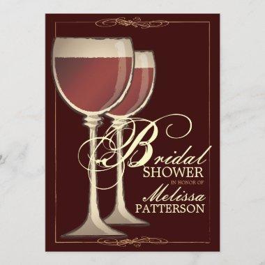 Elegant Wine Themed Bridal Shower Invitations