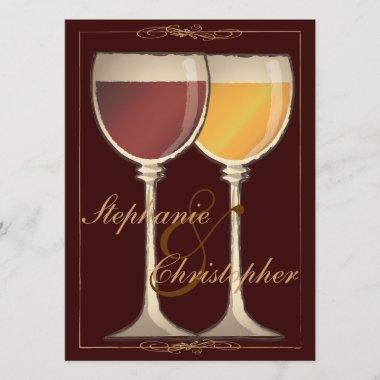 Elegant Wine Themed Bridal Shower Invitations