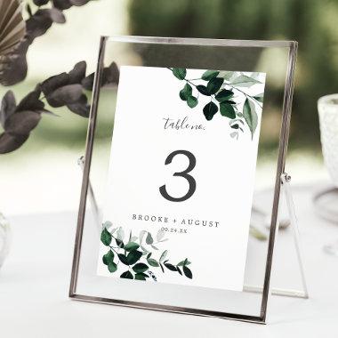 Emerald Greenery " Table Number