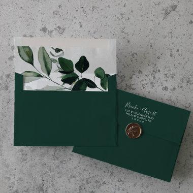 Emerald Greenery | Green Wedding Invitations Envelope
