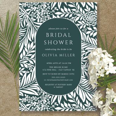 Emerald Leaf Floral Bridal Shower Invitations