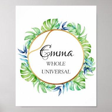 Emma Name Meaning Tropical Bridal Birthday Gift Poster