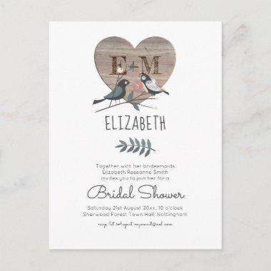 Engraved Heart Woodland Wedding Bridal Shower PostInvitations