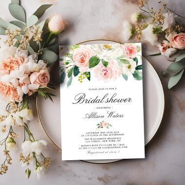 Ethereal blush pink floral Bridal shower Invitations