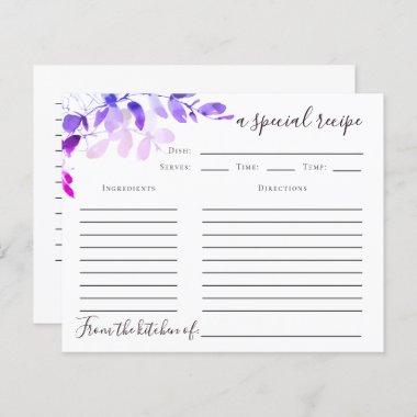 Eucalyptus Bridal Shower Recipe Invitations | Purple