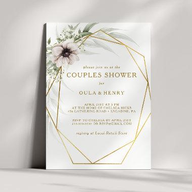 Eucalyptus Gold Geometric Couples Shower Invitations