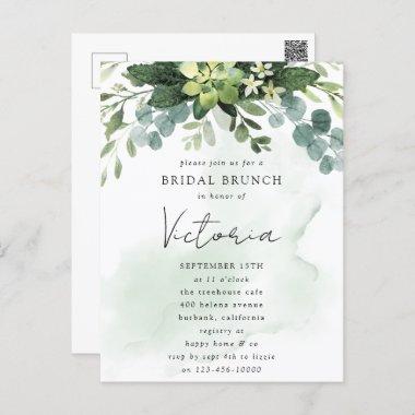 Eucalyptus Watercolor Chic Bridal Shower Invitatio PostInvitations