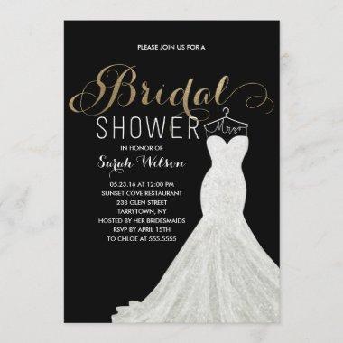 Extravagant Dress Gold Custom Color| Bridal Shower Invitations