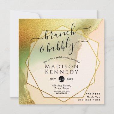 Fab Chartreuse Abstract Brunch Wedding Shower Invitations