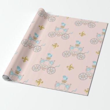Fairytale Carriage Royal Fleur Gold Blush Ivory Wrapping Paper