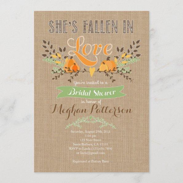 Fall Bridal Shower Invitations with Pumpkin